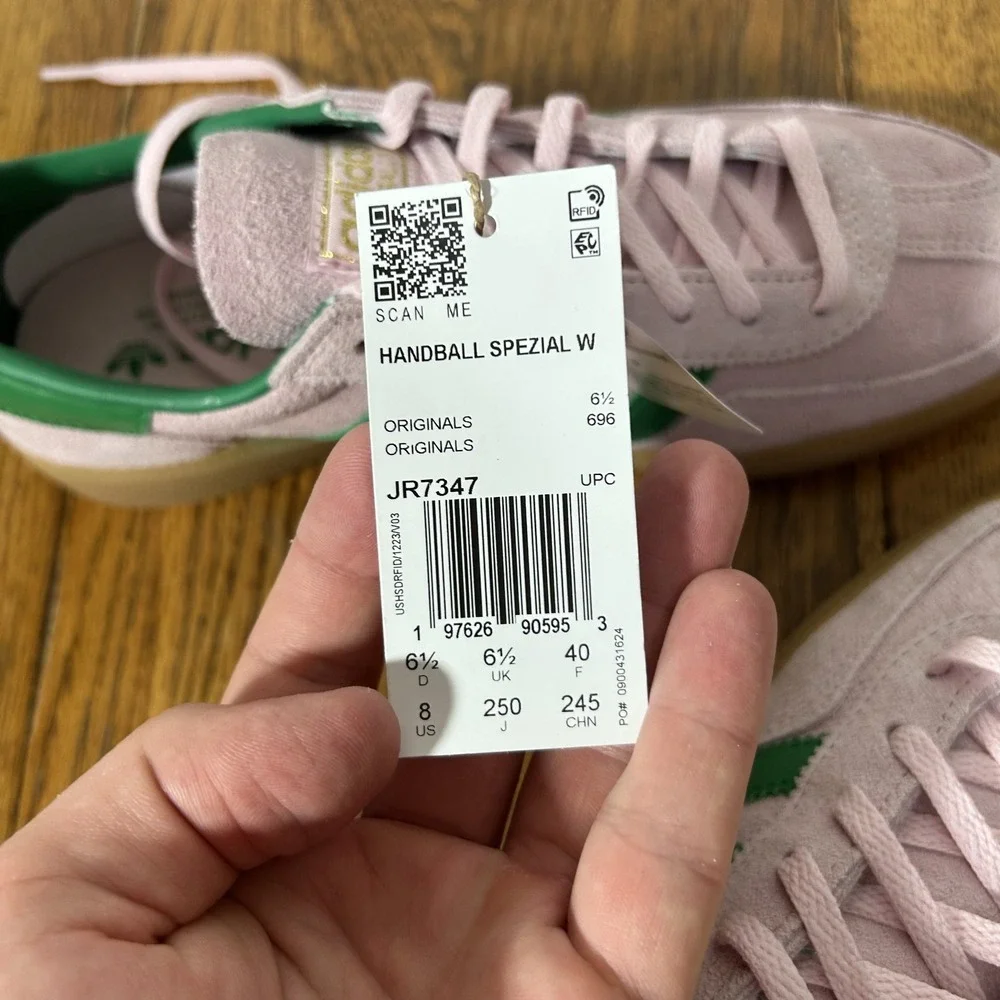 Adidas Womens Size 8 Handball Spezial Clear Pink Green Gum Athletic Shoes